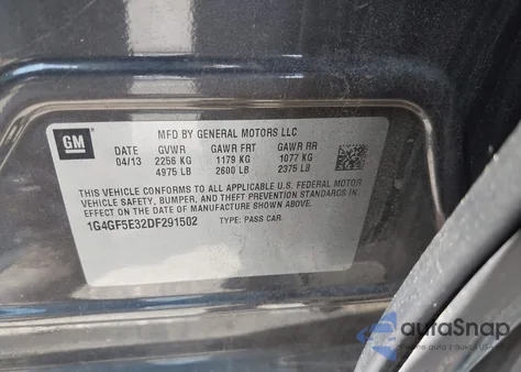 2013 Buick Lacrosse Premium 1 Group from USA, damaged, VIN 1G4GF5E32DF291502